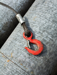 Metal hook of the industrial crane.