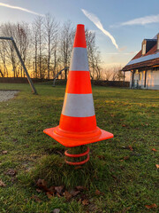 traffic cone on playground