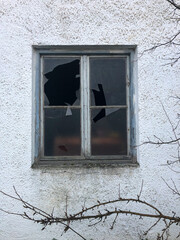 broken window in the wall