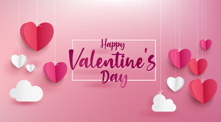 Happy Valentines Day typography poster with handwritten calligraphy text