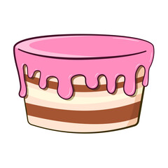 Birthday cake. Cartoon. Vector illustration. Isolated on white background