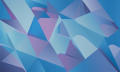 A contemporary modern art design with an abstract blue backdrop layers triangles and rectangles.
