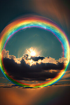 beautiful circular rainbow, refraction,earth and rainbow