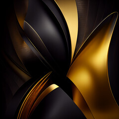 Gold and Black Abstract Lines Background. Generative ai