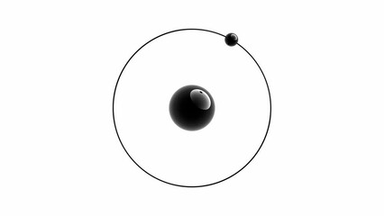 hydrogen atom 3d representation, electron orbit, can be used to represent nuclear green energy or sustainability future fuel