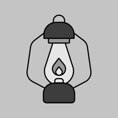 Vintage camping lantern vector grayscale icon