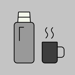 Thermos bottle vector icon. Camping sign