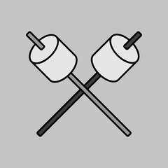 Marshmallow on wooden stick vector icon