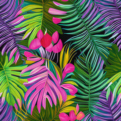 Seamless pattern with exotic flowers