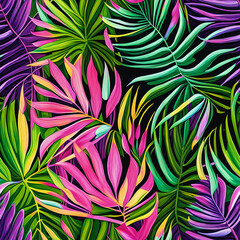 Seamless pattern with exotic flowers