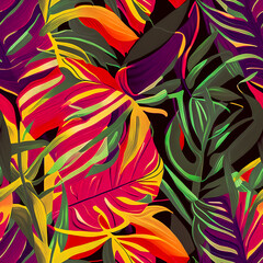 Seamless pattern with exotic flowers