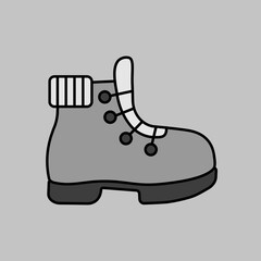 Hiking boot vector grayscale icon. Camping sign