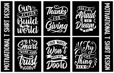 
Motivational Typography T shirt Design Bundle.