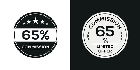 65% Commission limited offer, Vector label.