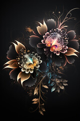 Abstract floral design for prints, postcards or wallpaper. AI