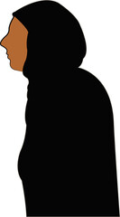 a woman with scarf, silhouette vector