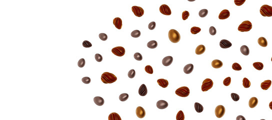 Easter horizontal border with gold eggs