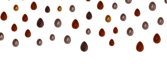 Easter horizontal border with gold eggs