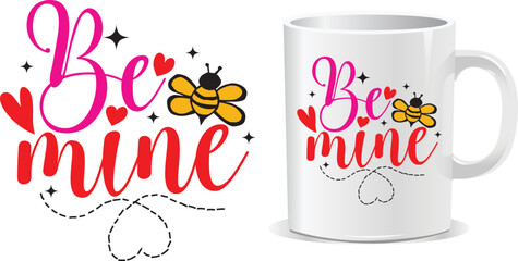 Happy valentine's day mug and t-shirt design vector