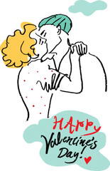 Fototapeta premium Print Saint Valentines Day man and woman happy