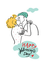 Print Saint Valentines Day man and woman happy