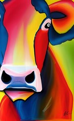 Fototapeta premium painting pop art multicoloured cow