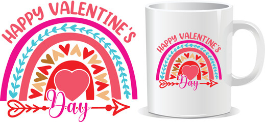 Happy valentine's day mug and t-shirt design vector