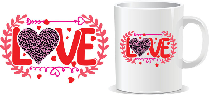 Happy valentine's day mug and t-shirt design vector