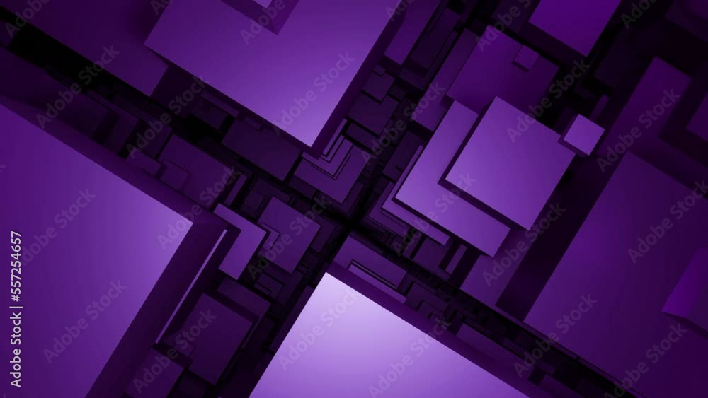 Poster movement in gap between squares. design. jump in geometric space of stream of squares. tunnel of str