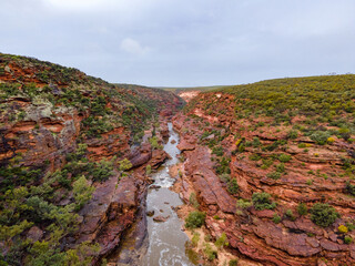 Kalbarri National Park from above on a stormy day - Remote Western Australian outback