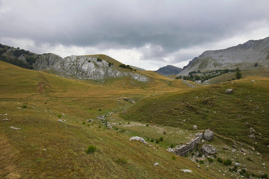 Landscape at Prati di Mezzo in Abruzzo, Lazio and Molise National Park in Italy.
