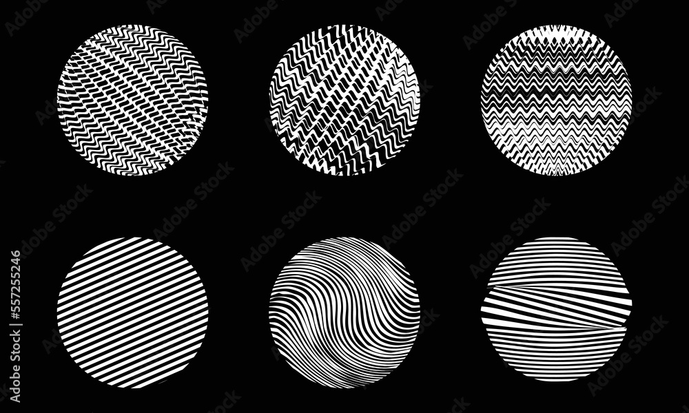 Aufkleber distorted white lines in circles. template or background for any purpouse.