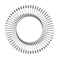 Circle with black and white lines. Stripes icon or logo in yin and yang style.