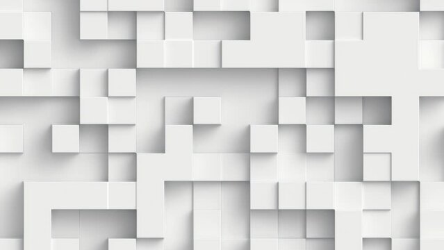 White Geometric Cubical Abstract Background. 4K Animation Loop