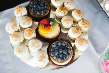 Delicious wedding reception candy bar dessert table