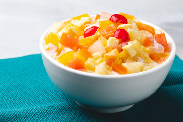 Pinoy fruit salad- a famous and traditional dessert usually served in family celebrations, feasts, and during the holiday season.  