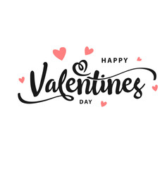 Happy Valentines Day typography poster with handwritten calligraphy text