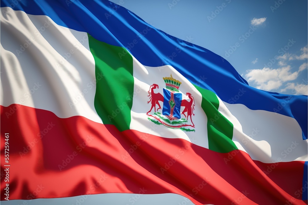 Poster a large flag with a blue. generative ai