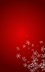 White Snowflake Vector Red Background. magic Snow