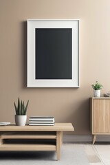 Naklejka na ściany i meble mockup frame in modern living room interior, 3d render