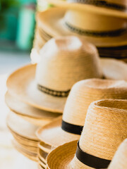 Straw hats at a market
