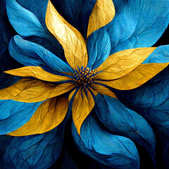 Blue and yellow abstract flower Illustration.
