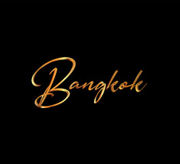 decorative 3d gold bangkok text on black background