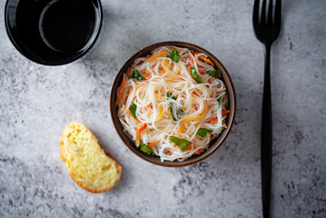Funchosa salad in a bowl
