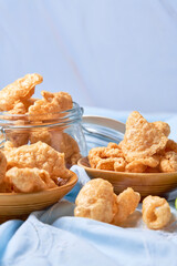 Pork Rinds also called chicharron or chicharrones and tortilla