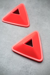 Plastic sport equipment for a training. Red cones
