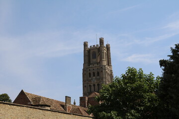 View to historic old Cathedral in Ely, England Great Britain