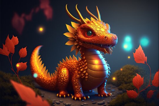 Lunar New Year. Chinese Zodiac Sign. 2024 is the year of the Dragon. Cute dragon cartoon illustration.