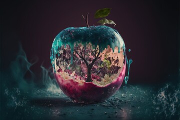 Dreamlike poison apple, fantasy art object