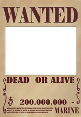 One piece. anime. Letrero de se busca. Wanted. 